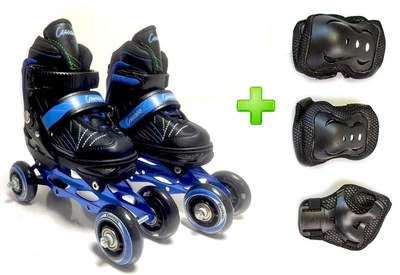 Детские Ролики для начинающих квады с защитой Caroman Sport Blue размер 31-35