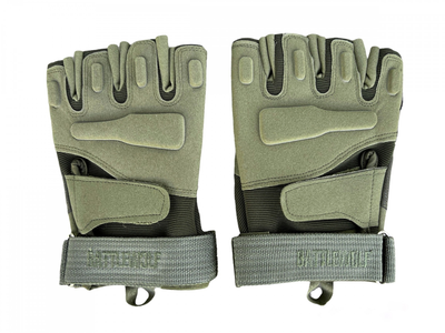 Тактические перчатки с открытыми пальцами военные перчатки цвет олива размер L 1 пара