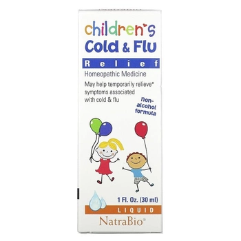 Средство от простуды и гриппа для детей, NatraBio, 30 мл
