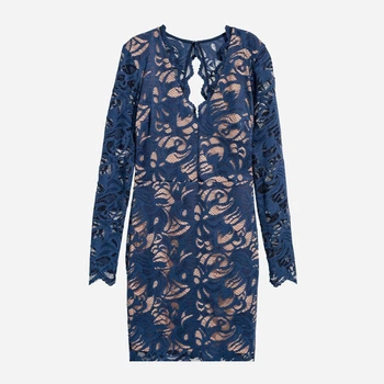 Сукня коротка жіноча H&M 0610602 36 Темно-синя (KAY2000001311028)