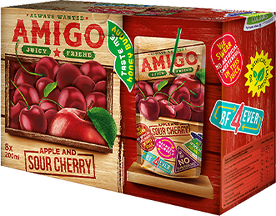 Упаковка нектару Amigo Вишня-яблуко 0.2 л х 8 шт (5319990227386)