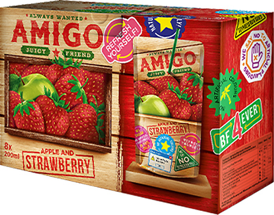 Упаковка нектару Amigo Полуниця-яблуко 0.2 л х 8 шт (5319990227935)