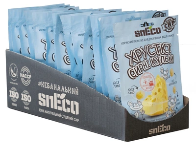 snEco для дітей" BLUE", коробка 15 пачок 28г - сир сушений хрусткий спінений