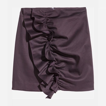 Спідниця міні літня пряма жіноча H&M 0539470 32 Фіолетова (KAY2000000883342)