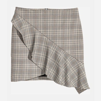 Юбка мини летняя прямая женская H&M 0619592 38 Серая (KAY2000000839455)