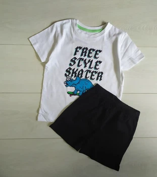 Пижама шорты и футболка бело-черная Динозавры Primark 92см (40005691)