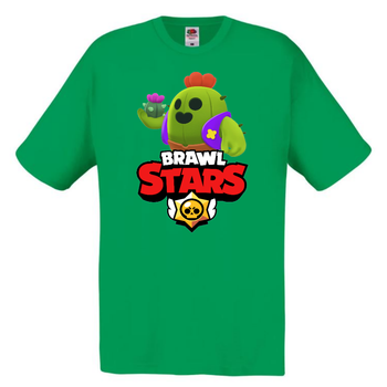 Футболка дитяча Бравл Старс Спайк (Brawl Stars Spike) зелена 128 см