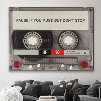 Картина Холстович Don't Stop 110х150 см. Картина с кассетой для офиса, кабинета, интерьера