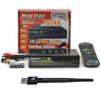 Комплект: ТВ-ресивер World Vision T624A + USB Wi-Fi адаптер