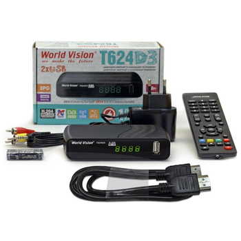 Комплект: ТВ-ресивер World Vision T624D3 + HDMI кабель