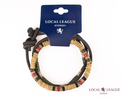 Набор мужских браслетов из кожи, дерева и кости Local League LB223