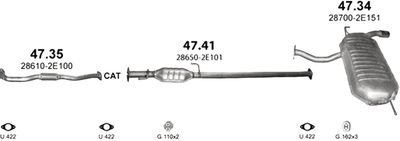 Глушник POLMO Hyundai Tucson 2.0 / KIA Sportage 2.0 (47.41)-(850331) (Polmo-47.41)