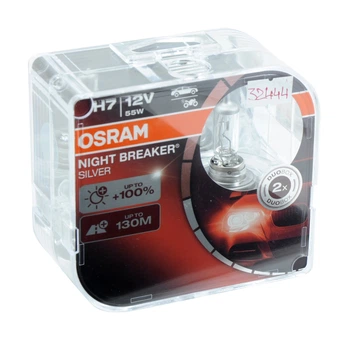 Лампа 12V H7 55W +100% Night Breaker Silver "Osram" (Box-2шт) (64210 NBS-BOX) (червона уп)