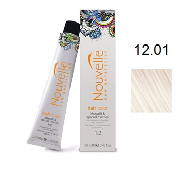 Краска для волос Nouvelle Hair Color 12.01 ультрасветлый блондин плюс с пепельным оттенком 100 мл