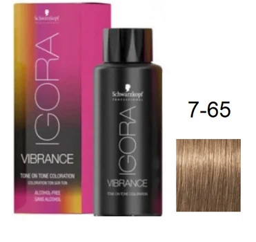 Фарба для волосся Schwarzkopf igora Vibrance безаміачна 7-65 Середньо-русявий шоколадно-золотистий 60 мл
