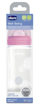 Бутылка стеклянная Chicco Well-Being 240мл соска силикон. медленный. поток от 0 месяцев 28721.10