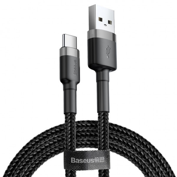 Кабель «USB to Type-C» Baseus Cafule QC3.0 3A 1m, чёрный (CATKLF-BG1)