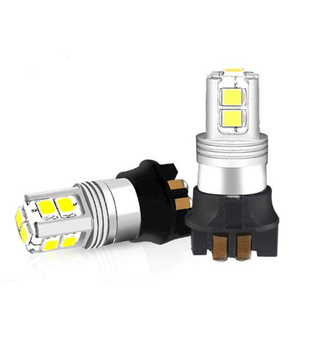 Светодиодная лампа с цоколем PW24W 10SMD 5050 12-24V Белая с обманкой Autoexpect (24800)