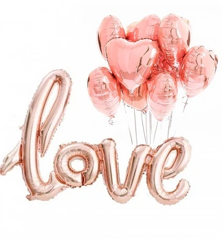 Повітряні кулі "Love pink gold" набір - 10 шт., якісний матеріал