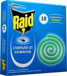 Засіб інсектицидний Спіралі від комарів RAID, 10 шт/уп