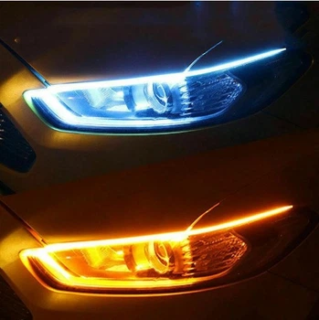 Гибкие дневные ходовые огни с бегущим поворотом ДХО LED DRL 2шт по 45 см 1098