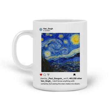 Кружка Вінсент Ван Гог Зоряна ніч Інстаграм (Vincent van Gogh Starlight Night Instagram) (20259-2965) Кераміка Білий