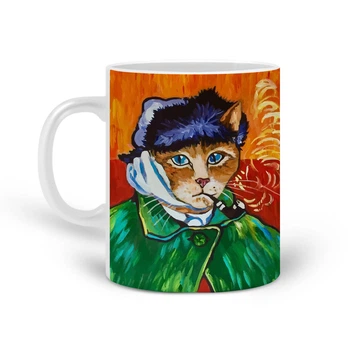 Кружка Вінсент Ван Гог Кіт (Vincent van Gogh Cat) (20259-2958) Кераміка Білий