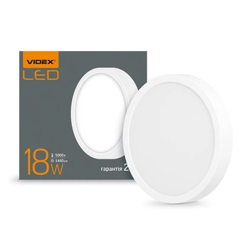 LED Світильник круглий накладний VIDEX 18W 5000K White (VL-DLRS-185)