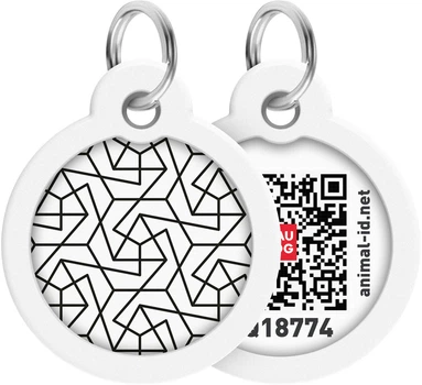 Адресник для собак и котов металлический WAUDOG Smart ID c QR паспортом "Геометрия", круг, Д 30 мм (230-0202Collar)