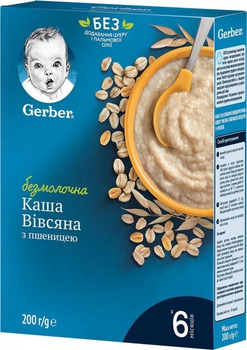 Cуха безмолочна каша GERBER вівсяна з пшеницею з 6 міс.,200 г / 6461