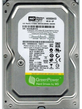 Накопитель HDD SATA 500GB WD AV-GP 5400rpm 16MB (WD5000AVCS) Refurbished