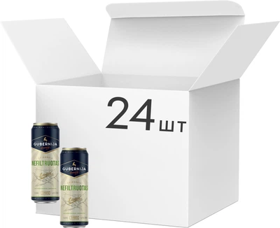Упаковка пива Gubernija Unfiltered Lager світле нефільтроване 5.0% 0.568 л x 24 шт (4770395229589)