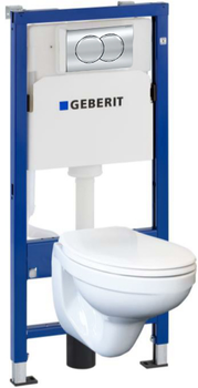 Інсталяція GEBERIT Duofix Pro 20 118.315.21.2 з панеллю змиву Delta 01 хром глянсовий + унітаз KOLO Idol з сидінням Soft Close дюропласт