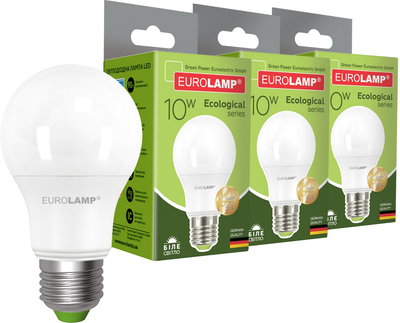 Светодиодная лампа EUROLAMP А60 10W E27 4000K (LED-A60-10274(P)) 3 шт