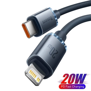 USB кабель Type-C на Lightning для iPhone Baseus Crystal Shine Series (20W, 2m). Black