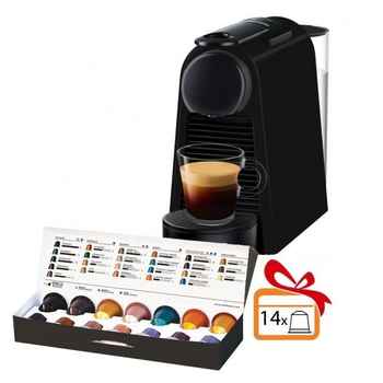 Капсульна кавоварка Nespresso Essenza Mini D30/EN85.B Black чорна та дегустаційний набір в подарунок на 14 капсул