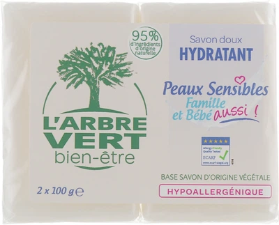 Твердое мыло для чувствительной кожи - L'Arbre Vert Family & Baby Sensitive Soap 2x100g (583585-21472)