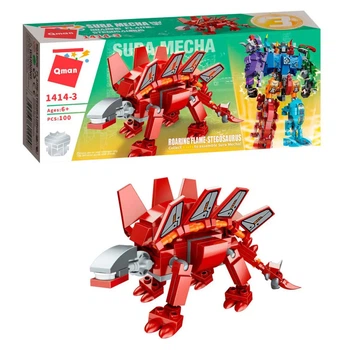 Дитячий Конструктор Qman 1414-1-6 трансформер (робот + динозавр) 93 дет Stegosaurus