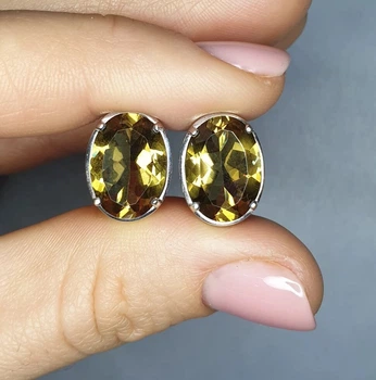 Сережки серебряные с султанитом 6,82 г