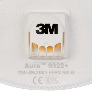 Захисна маска для обличчя 3M Aura 9322+ захист рівня FFP2 із клапаном 1 шт. (4054596041226)