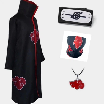 Набір Наруто Плащ Naruto Пов'язка Прихований Лист Naruto Маска Ланцюжок-шнурок Акацукі розмір S 155-163 см (200132)