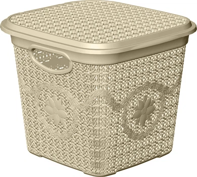 Корзина з кришкою глубокая ASUDE Plastik 12л, бежевий (ASD172-беж)