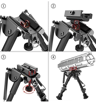 Сошки EZ 6-9'' телескопічні з Кріплення на стандартний антабковий гвинт та планку Weaver