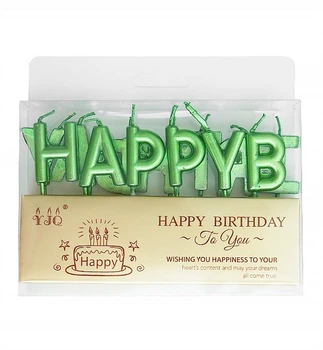 Свечи в торт "Happy Birthday", цвет зеленый, набор 13 шт