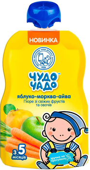 Пюре Чудо-Чадо Яблоко морковь айва с сахаром 90 г (4820016253629)