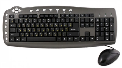 Комплект HQ-Tech KM-348 Gray, (USB), Мультимедия (клавиатура+мышь)