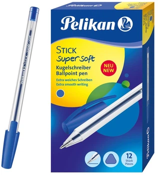 Ручки кулькові Pelikan Stick Super Soft 1 мм сині 12 шт. (804387-12)