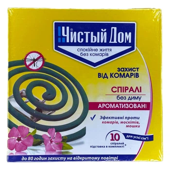 Спираль от комаров "Чистый Дом" 10 спиралей + 1 подставка