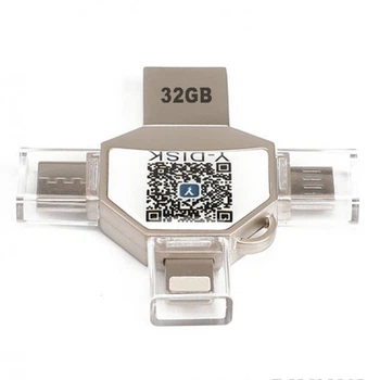 Флэш-накопитель Top Hit 4 в 1 USB 2.0 / Type-C / Micro USB / Lightning M+ FDT32 (as1004)