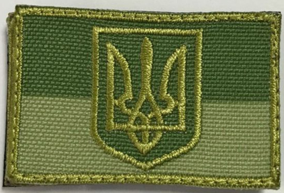 Шеврон на липучке Флаг Украины с Трезубцем 6х3,5 см Safety Оливково-зеленый